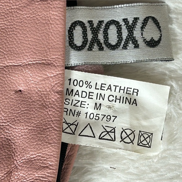 XOXO Pink Women's Leather Gloves Size M - Picture 2 of 6